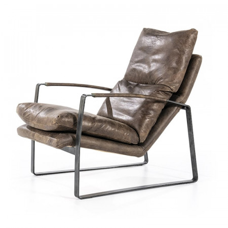 Fauteuil cuir marron vintage confortable - Rex 