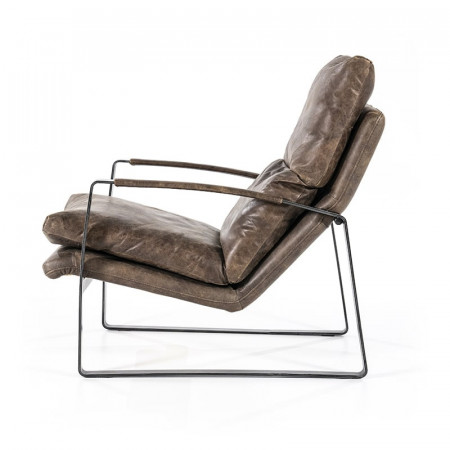 Fauteuil cuir marron vintage confortable - Rex 