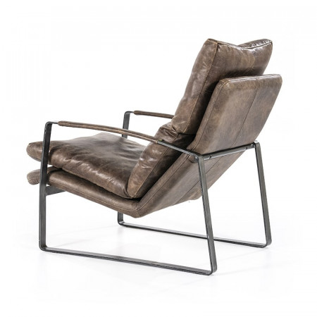 Fauteuil cuir marron vintage confortable - Rex 