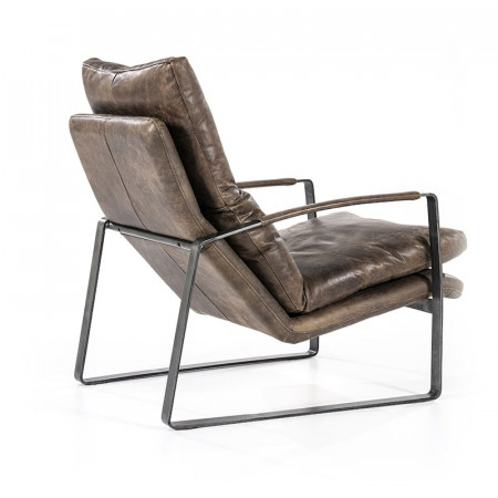 Fauteuil cuir marron vintage confortable - Rex 