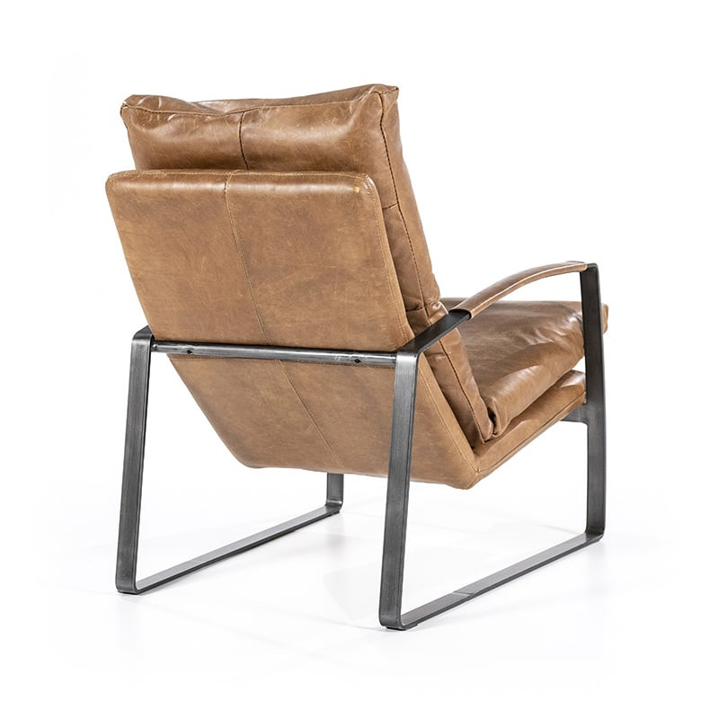 Fauteuil cuir vintage marron cognac - Rex 