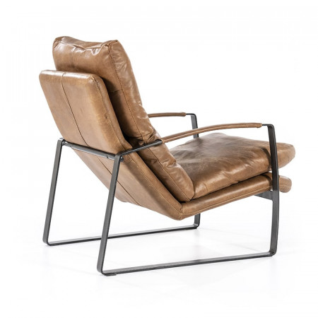 Fauteuil cuir vintage marron cognac - Rex 