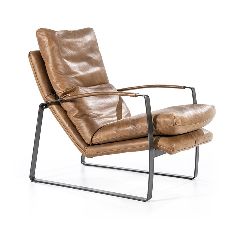 Fauteuil cuir vintage marron cognac - Rex 