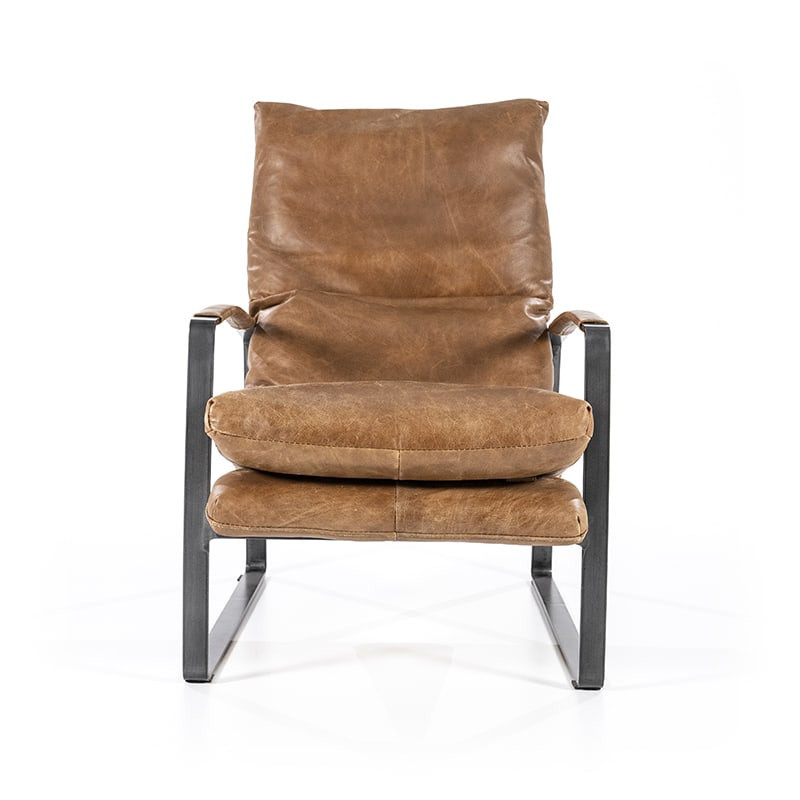 Fauteuil cuir vintage marron cognac - Rex 