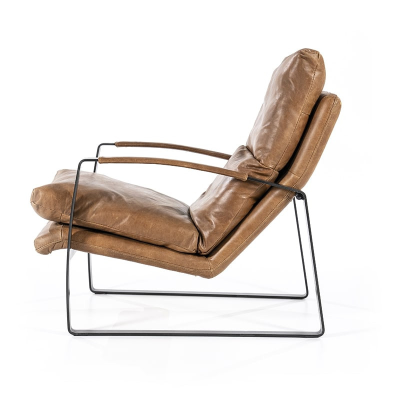 Fauteuil cuir vintage marron cognac - Rex 