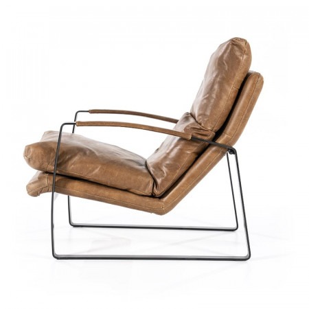 Fauteuil cuir vintage marron cognac - Rex 