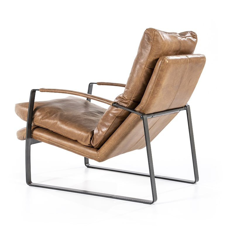 Fauteuil cuir vintage marron cognac - Rex 