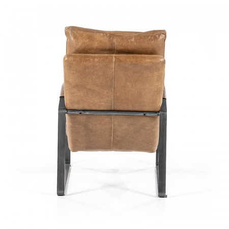 Fauteuil cuir vintage marron cognac - Rex 