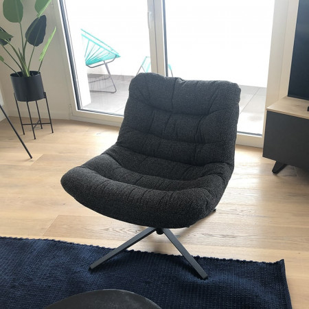 Fauteuil gris anthracite confortable et pivotant - Diane 