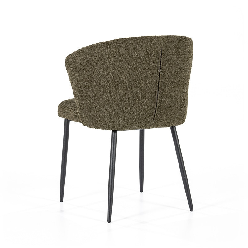 Chaise design tissu bouclé vert kaki - Tedio 