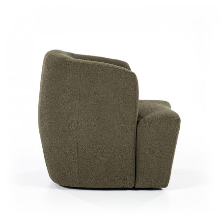 Fauteuil vert kaki en tissu bouclé design - Tuly 