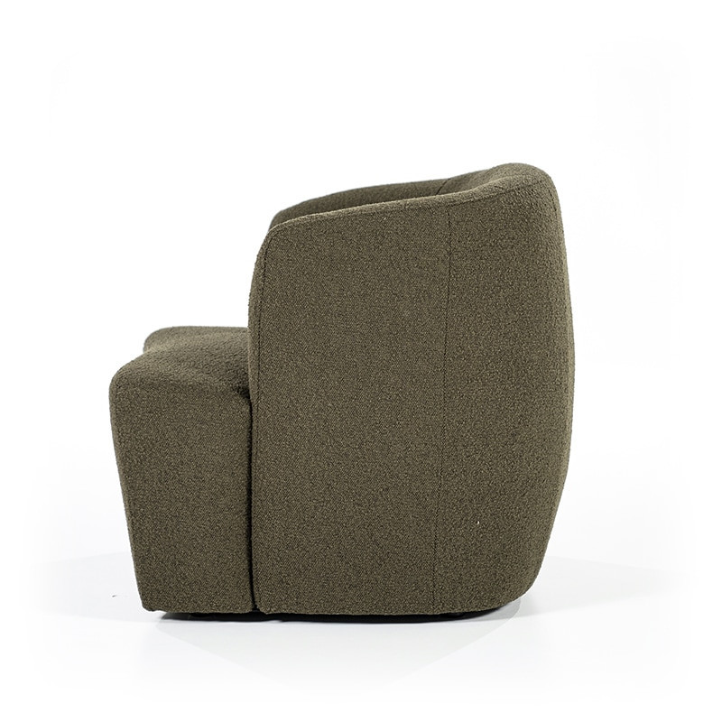 Fauteuil vert kaki en tissu bouclé design - Tuly 