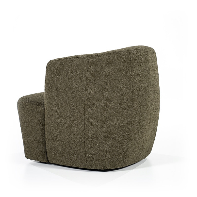 Fauteuil vert kaki en tissu bouclé design - Tuly 