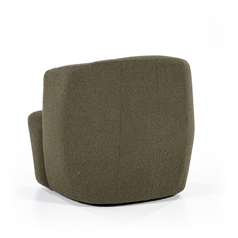 Fauteuil vert kaki en tissu bouclé design - Tuly 