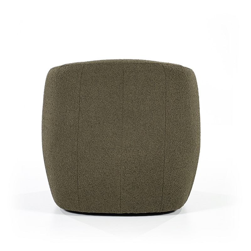 Fauteuil vert kaki en tissu bouclé design - Tuly 