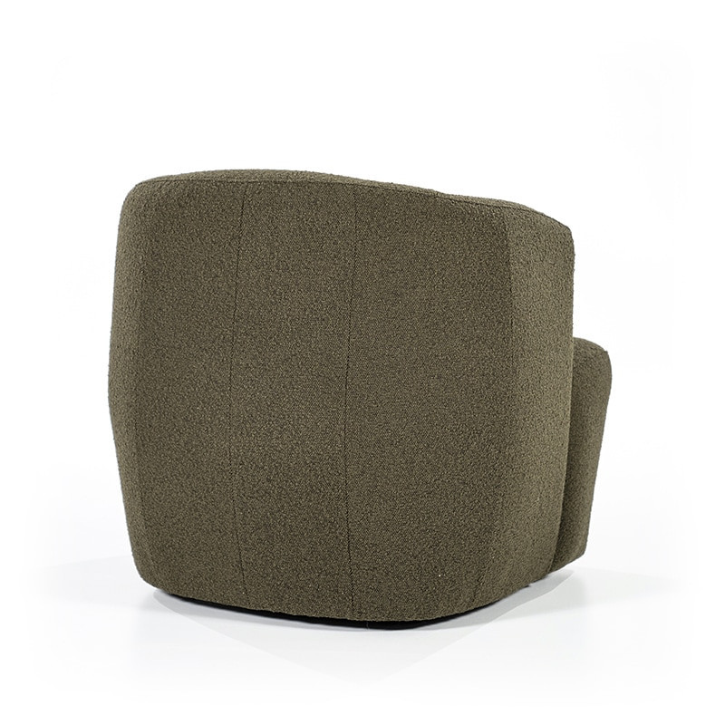 Fauteuil vert kaki en tissu bouclé design - Tuly 