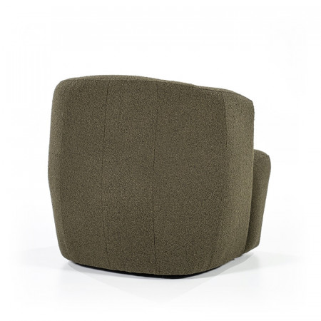 Fauteuil vert kaki en tissu bouclé design - Tuly 