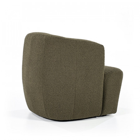 Fauteuil vert kaki en tissu bouclé design - Tuly 