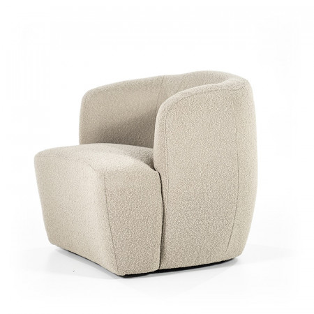 Fauteuil beige design tissu bouclé - Tuly 