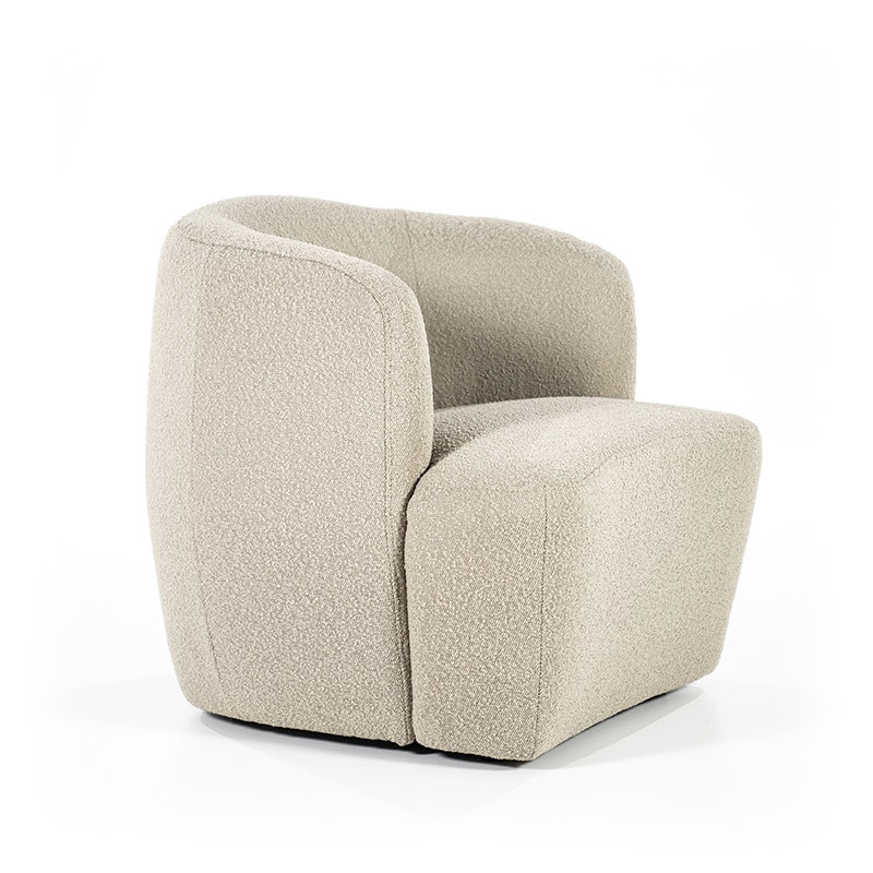 Fauteuil beige design tissu bouclé - Tuly 