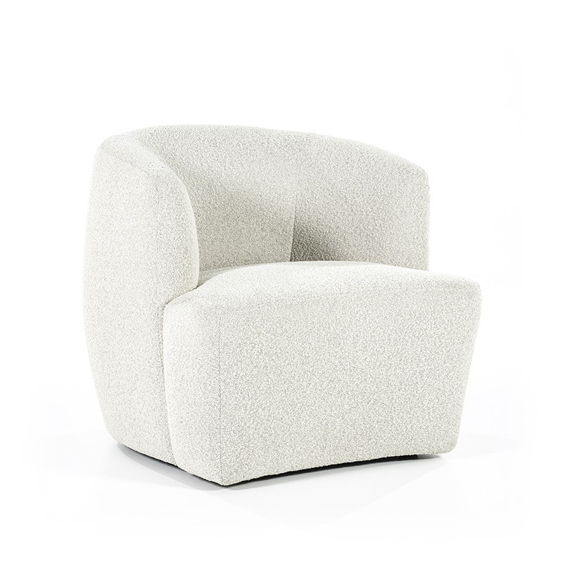 Fauteuil blanc design cabriolet tissu bouclé - Tuly 