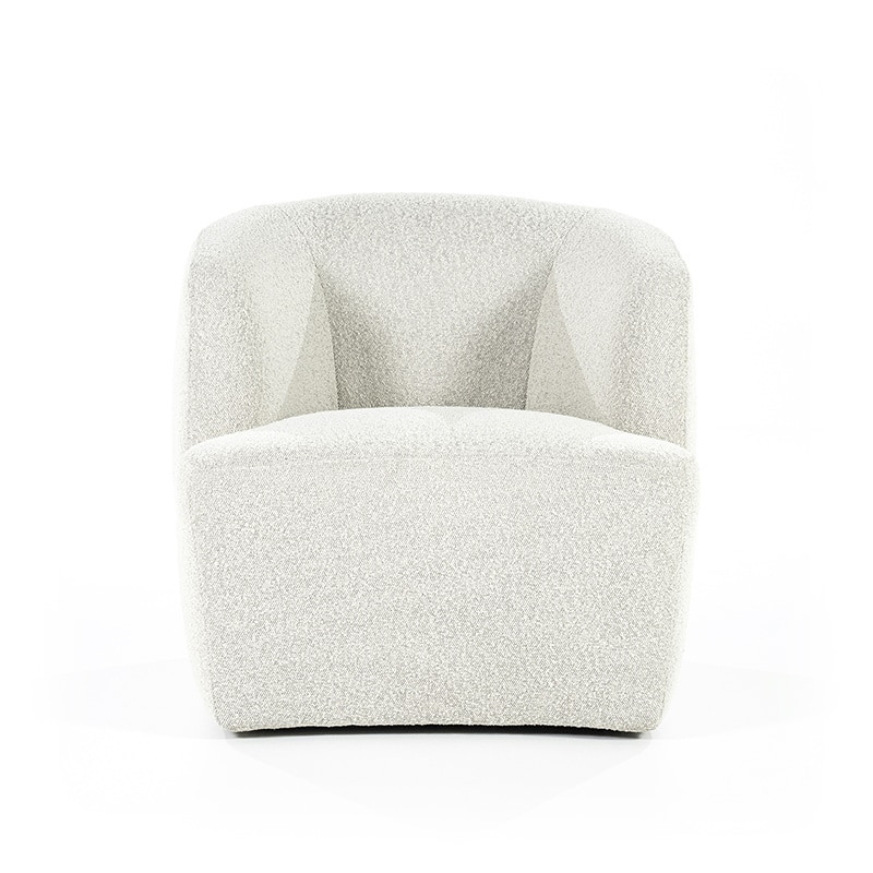 Fauteuil blanc design cabriolet tissu bouclé - Tuly 