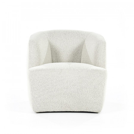 Fauteuil blanc design cabriolet tissu bouclé - Tuly 