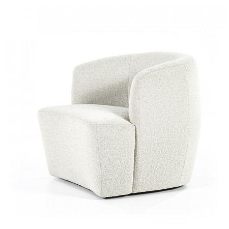 Fauteuil blanc design cabriolet tissu bouclé - Tuly 