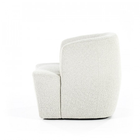 Fauteuil blanc design cabriolet tissu bouclé - Tuly 