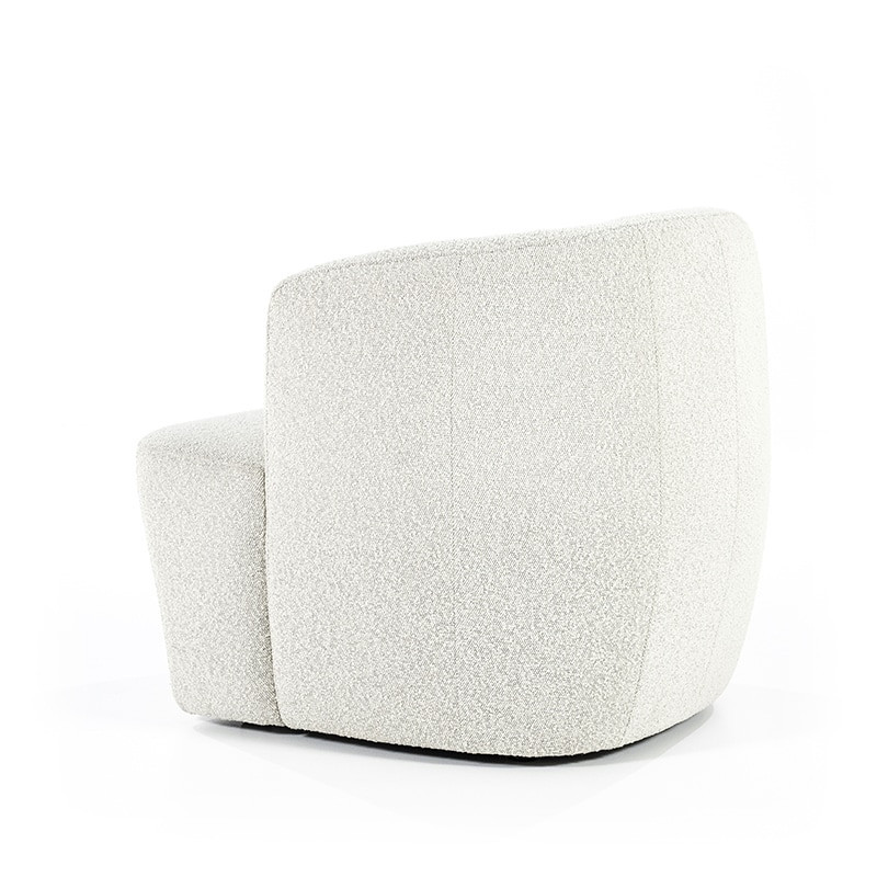 Fauteuil blanc design cabriolet tissu bouclé - Tuly 