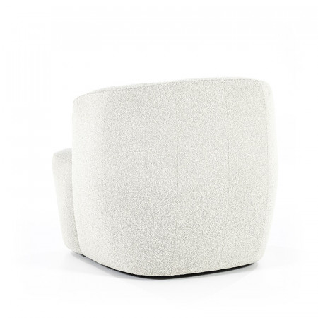 Fauteuil blanc design cabriolet tissu bouclé - Tuly 