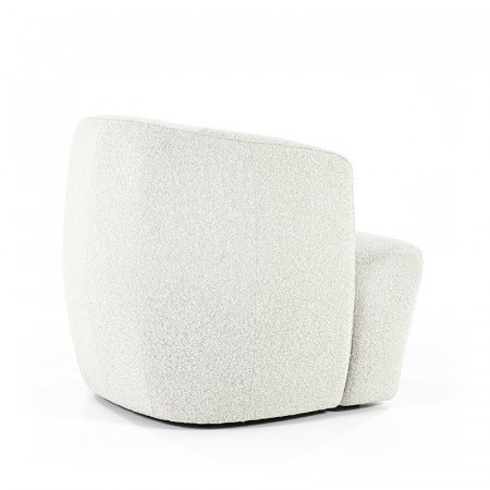 Fauteuil blanc design cabriolet tissu bouclé - Tuly 