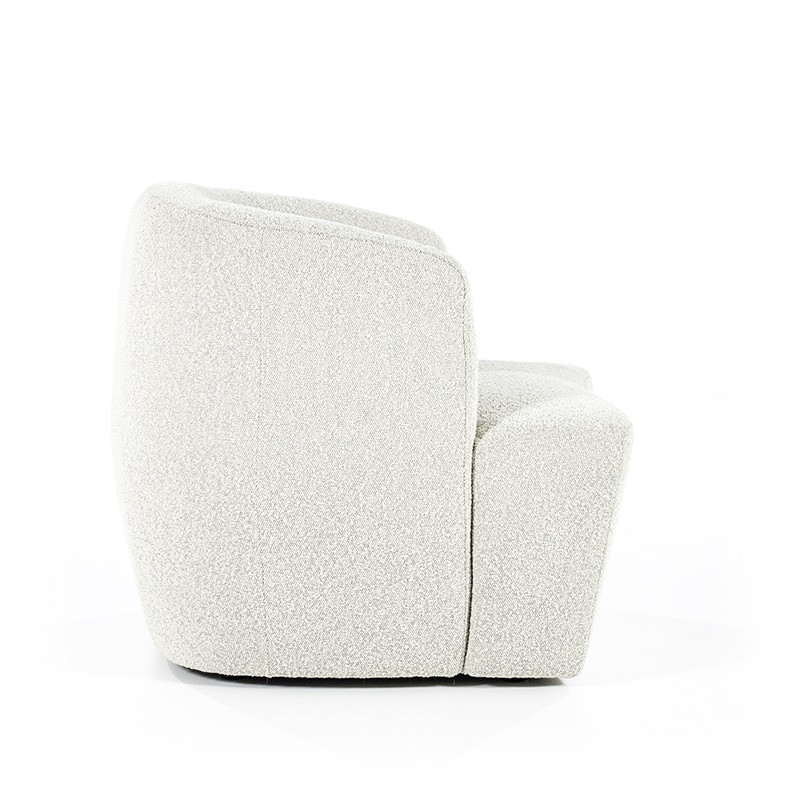 Fauteuil blanc design cabriolet tissu bouclé - Tuly 