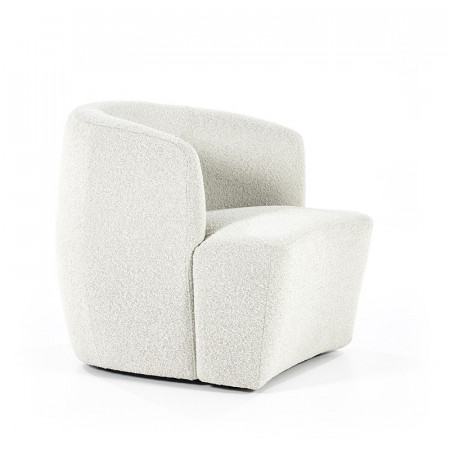 Fauteuil blanc design cabriolet tissu bouclé - Tuly 