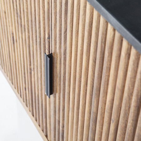 Meuble d'entrée vintage bois et marbre noir - Fani 