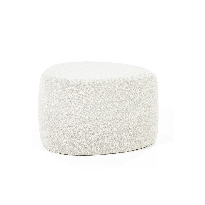 Pouf blanc/beige design en tissu bouclé - Lio 