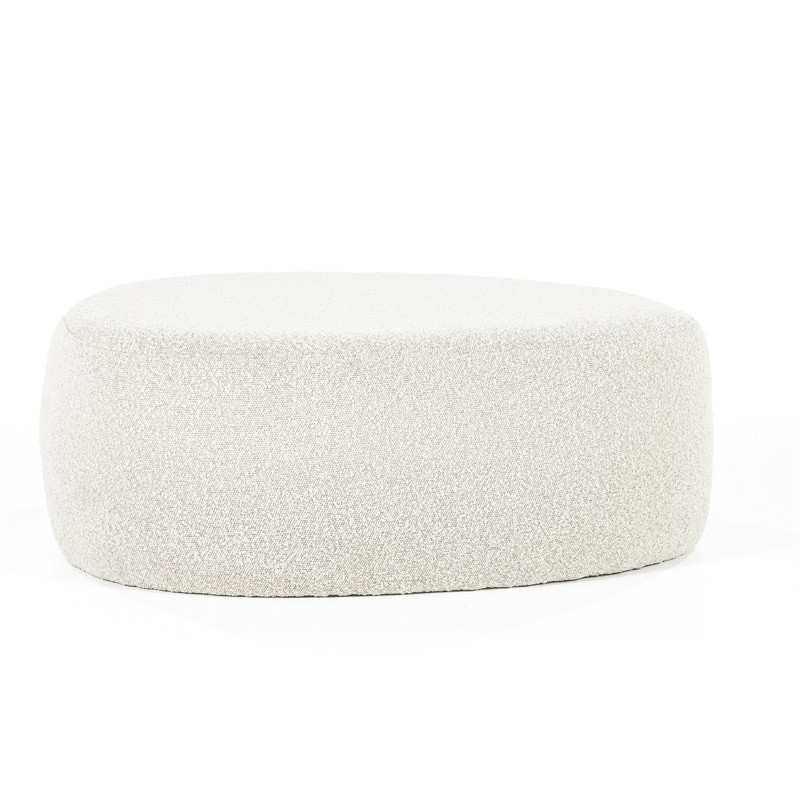 Pouf de salon blanc/beige design en tissu bouclé - Lio 