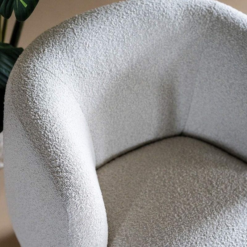 Fauteuil blanc design cabriolet tissu bouclé - Tuly