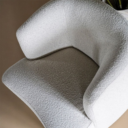 Fauteuil blanc design cabriolet tissu bouclé - Tuly