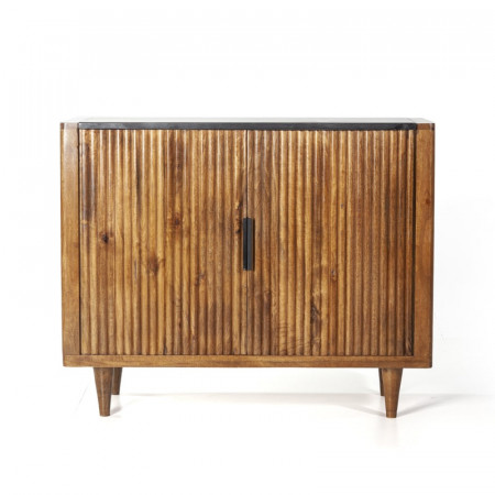 Meuble d'entrée vintage bois et marbre noir - Fani