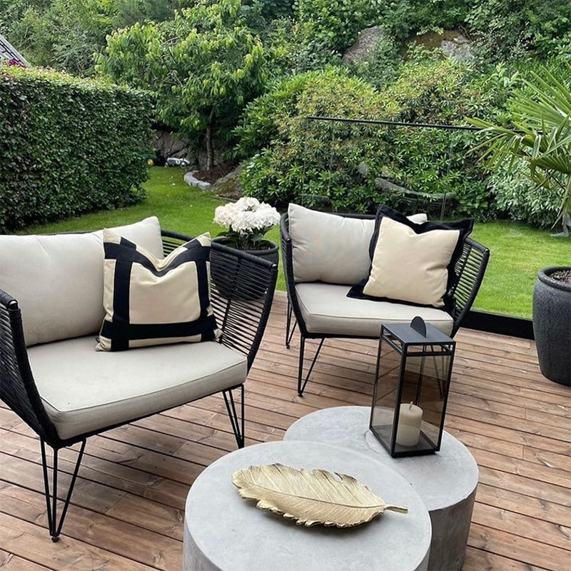 Fauteuil de jardin confortable beige et noir Bloomingville - Forest