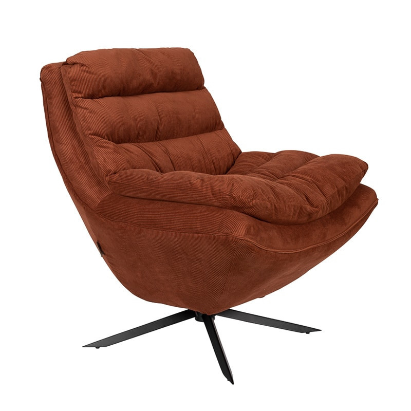 Fauteuil confortable design tissu terracotta - Aimé 