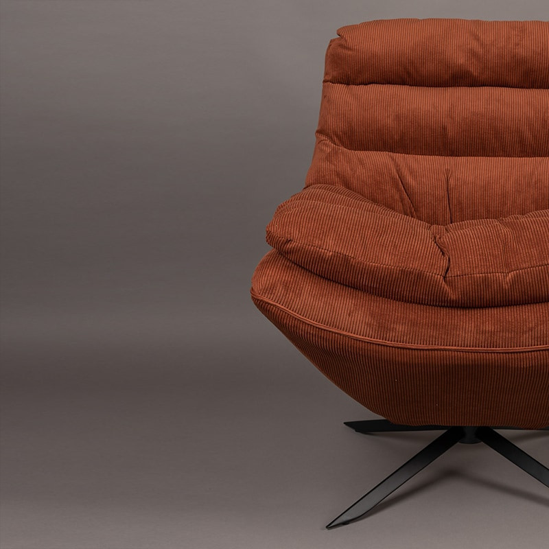 Fauteuil confortable design tissu terracotta - Aimé 