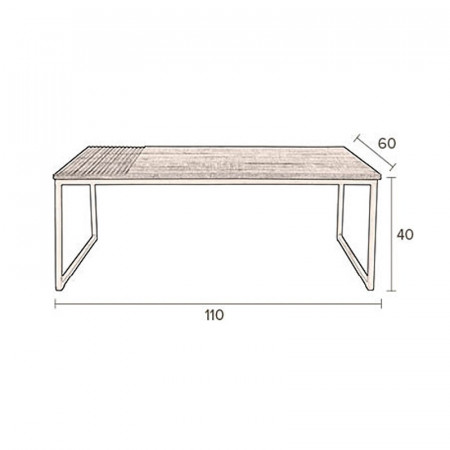 Table de salon bois métal rectangulaire - Bolvi 