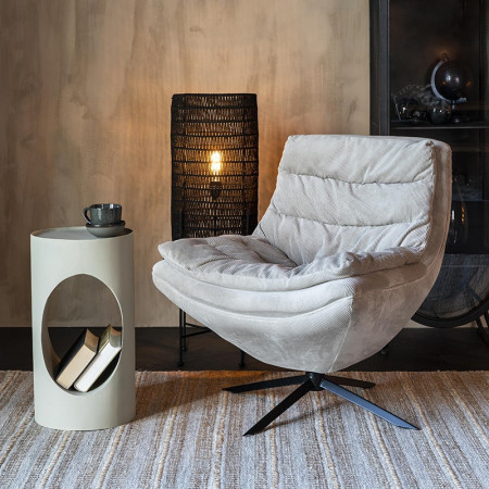 Fauteuil confortable design tissu beige - Aimé 