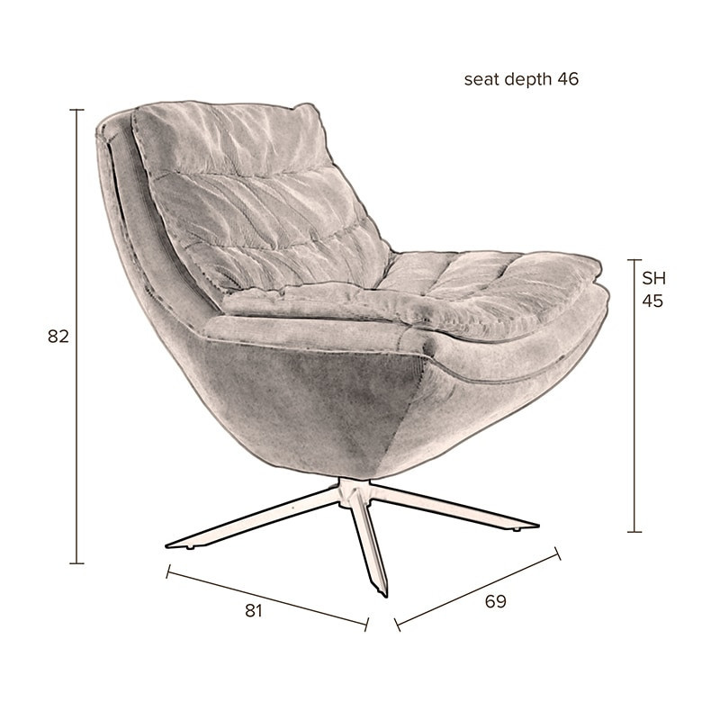 Fauteuil confortable design tissu beige - Aimé 