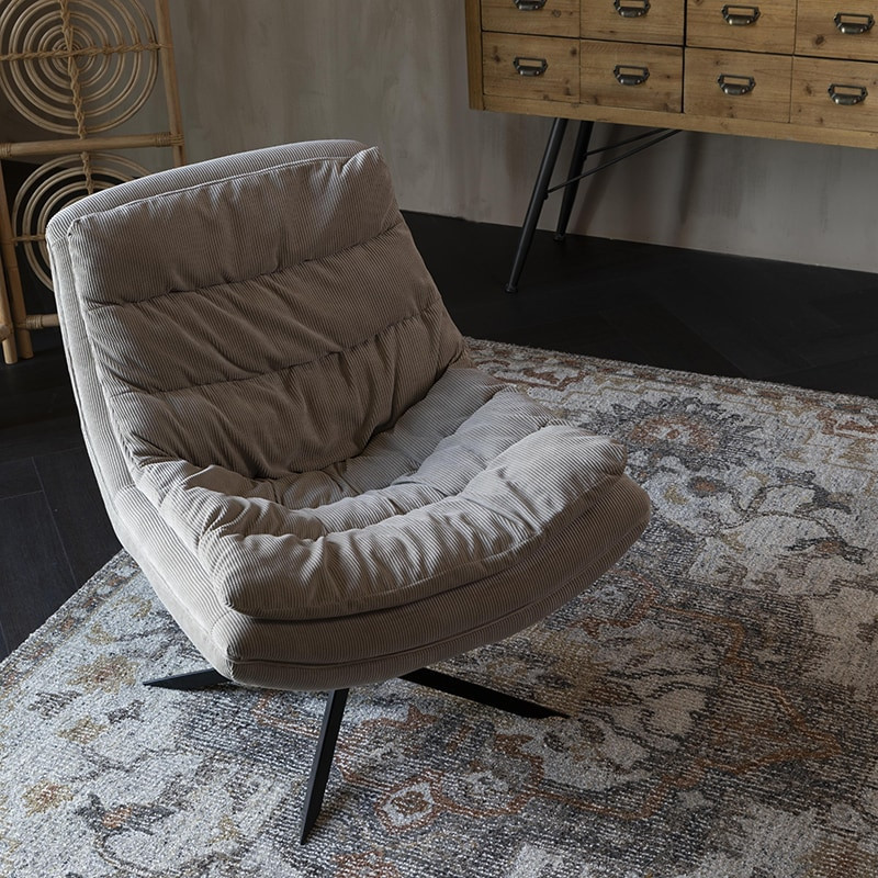 Fauteuil confortable design tissu beige - Aimé 