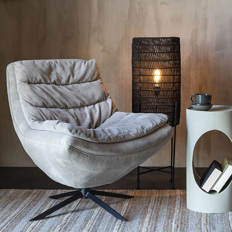 Fauteuil confortable design tissu beige - Aimé 