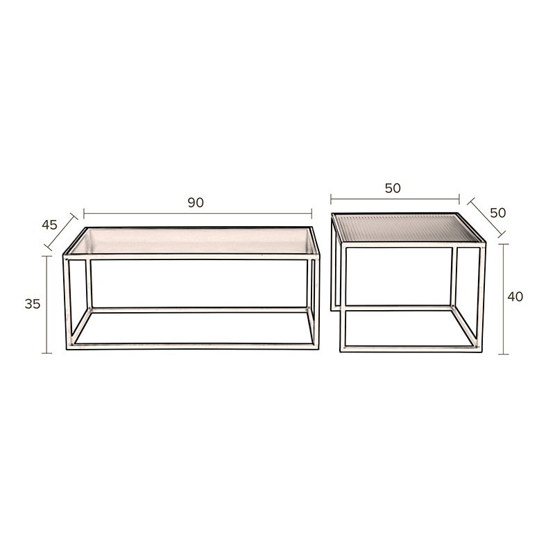 Table basse gigogne en verre design - Boli 