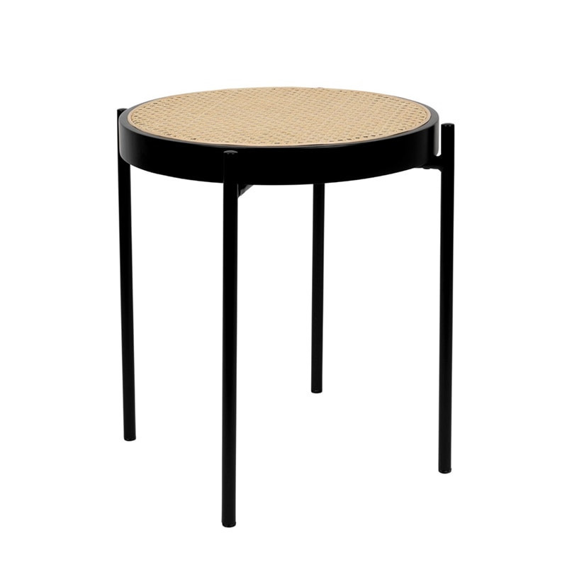 Table d'appoint ronde cannage et noir - Spike 